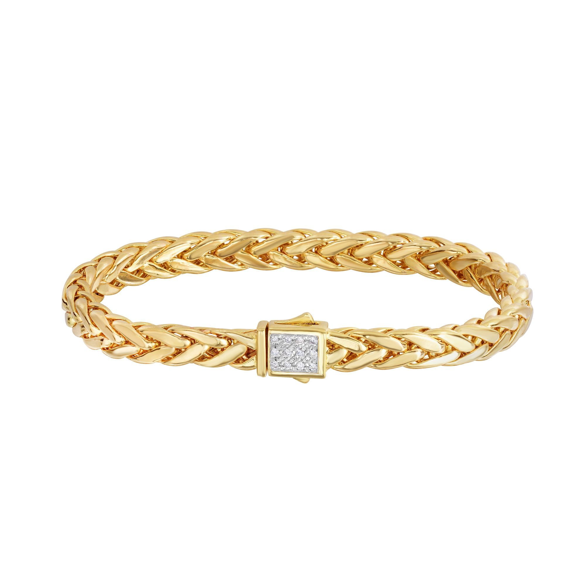 14K Yellow Gold Shiny Fancy Flat Weaved Braided Bracelet 8.25