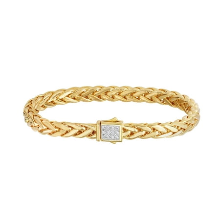 14K Yellow Gold Shiny Fancy Flat Weaved Braided Bracelet 7.5