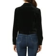 thumbnail image 3 of INSPIRE CHIC Women's Velvet Jacket Faux Flap Pocket Long Sleeves Button Front Casual Jacket XS Black, 3 of 6