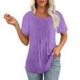 thumbnail image 4 of NANAIQ Women's Tops Comfort Color Short Sleeve Tops for Women Leisure Spring Tops for Women Classic Women's Tops, Tees & Blouses Light Purple S, 4 of 8