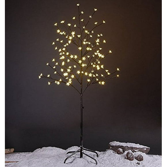 LIGHTSHARE Arbre Lumineux Étoilé à DEL de 5 Pi, Lumière Chaude, Brun