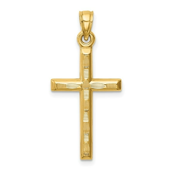 Auriga Fine Jewelry 14K Yellow Gold Hollow Diamond-cut Cross Pendant for Women