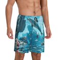 thumbnail image 6 of Mens Pajama Shorts, Underwater Dolphin Scene Sleep Shorts Men Pajama Bottoms Lounge PJ Shorts with Pockets, 6 of 6