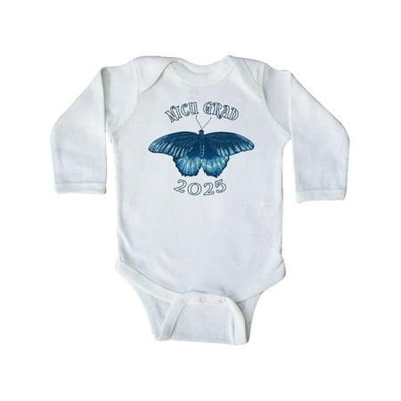 

Inktastic NICU Grad 2025 with Blue Butterfly Gift Baby Boy or Baby Girl Long Sleeve Bodysuit
