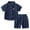 Blue, variant on XBASW 1-7T Boys Summer Jeans Shorts Outfits Short Sleeve Collar Button down Denim Shirt Tops + Shorts 2 Piece Set for Kids Toddler Baby