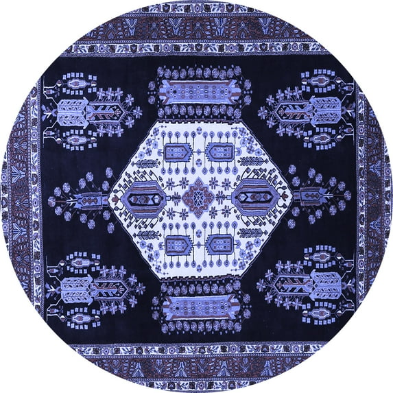 Ahgly Company Indoor Round Persian Blue Traditional Area Rugs, 7' Round