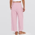 thumbnail image 4 of Women's Vertical Striped Palazzo Pants Smocked High Waist Wide Leg Trousers Casual Loose Cropped Slacks with Pockets 3/4 Length, 4 of 4