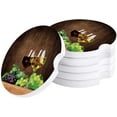thumbnail image 1 of FMSHPON Red Glass and Grapes on Wood Plank Set of 4 Car Coaster for Drinks, Absorbent Ceramic Stone Coasters Cup Mat with Cork Base for Home Kitchen Room Coffee Table Bar Decor, 1 of 5