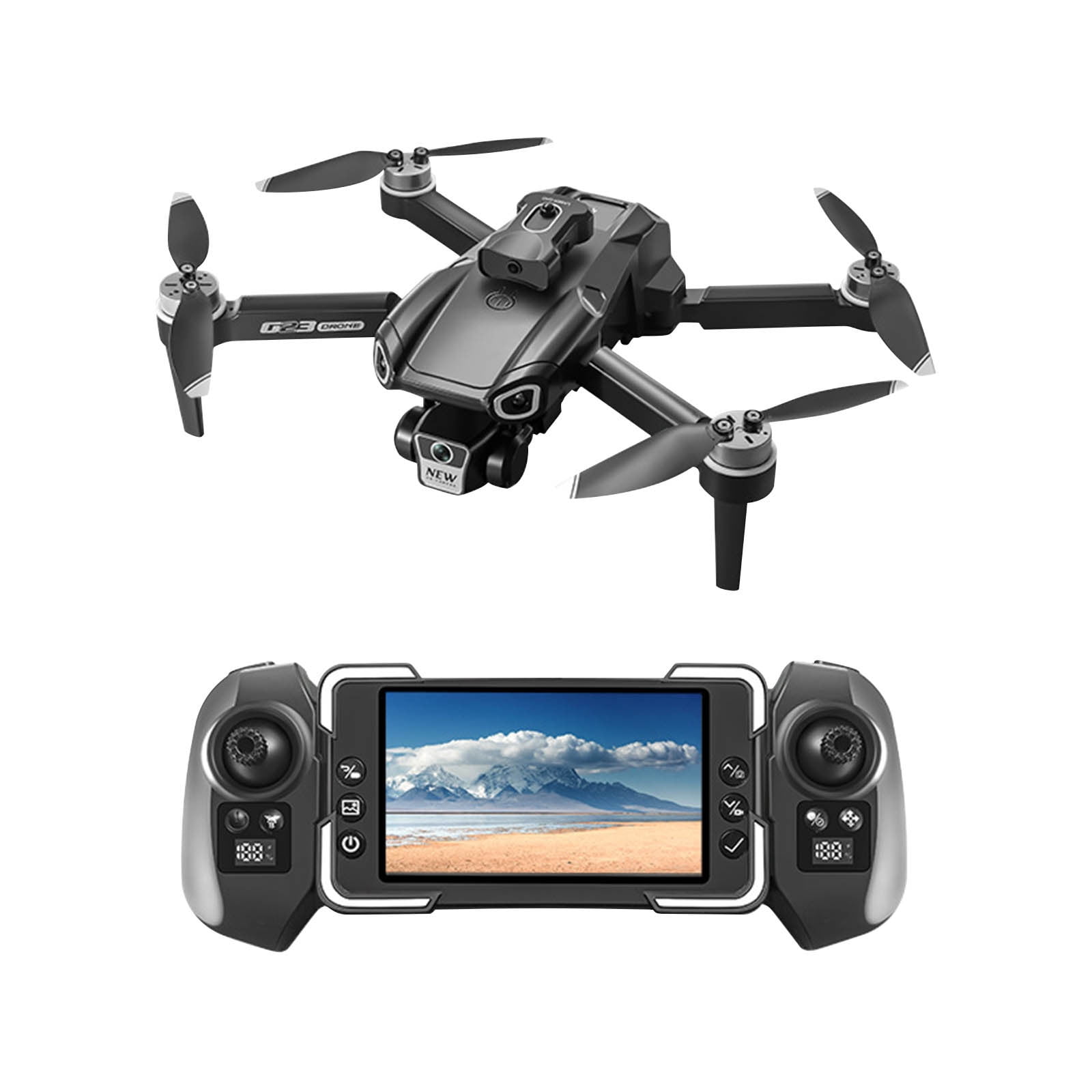 Fjnjuu Drone for Beginner Christmas Gifts Remote - Controlled Drone with Brushless Motors 4.3 - Inch Detachable Screen for Aerial Photography - 8K Lens 5x Intelligent Obstacle Avoidance