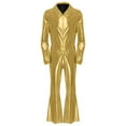 thumbnail image 3 of iiniim 70s Disco Jumpsuit for Men Shiny Metallic Wide Leg Pants Romper Halloween Rave Party Costume Gold M, 3 of 7