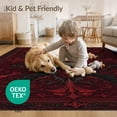 thumbnail image 4 of ODIKA 8'x10' Washable Area Rug Non-Shedding, Easy Care, Deep Red Black Gothic Elegance Intricate Bat Motif with Ornate Details for King Size Bedroom Under Bed, Master Suite, 4 of 7