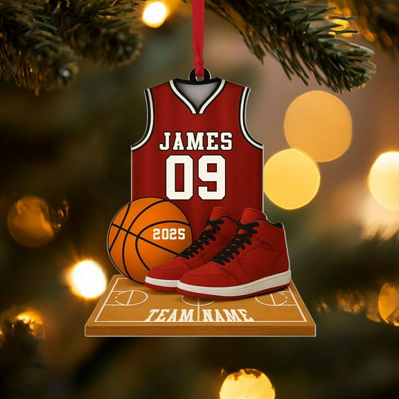 2D FLAT Basketball Ornament, Personalized Basketball Uniform Ornament, Basketball Lover Gifts, Basketball Player Team Christmas Gift
