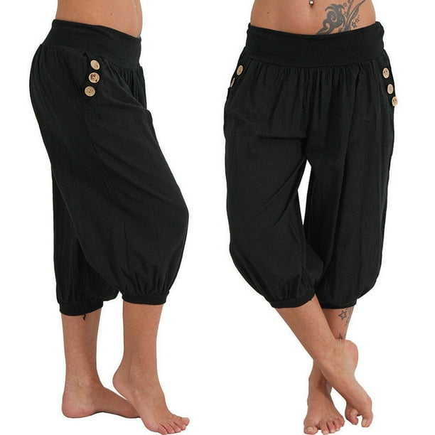 plus size yoga capris with pockets