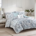 Madison Park Caralie King Comforter Set - 5 Pc Seersucker Floral, Microfiber, All Season Lightweight