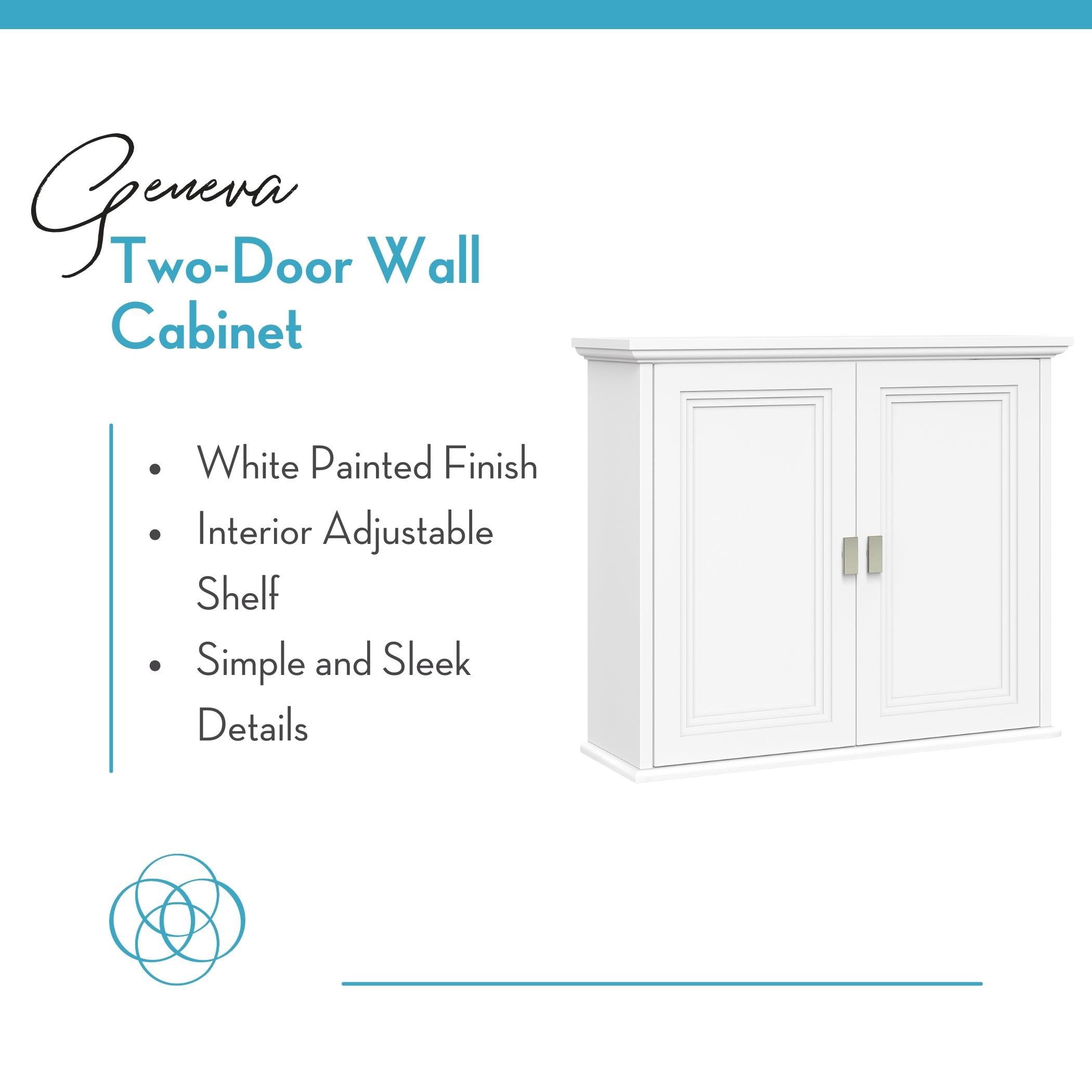 RiverRidge Geneva Two-Door Bathroom and Laundry Wall Mount Storage Medicine Cabinet with Fixed and Adjustable Shelves - White