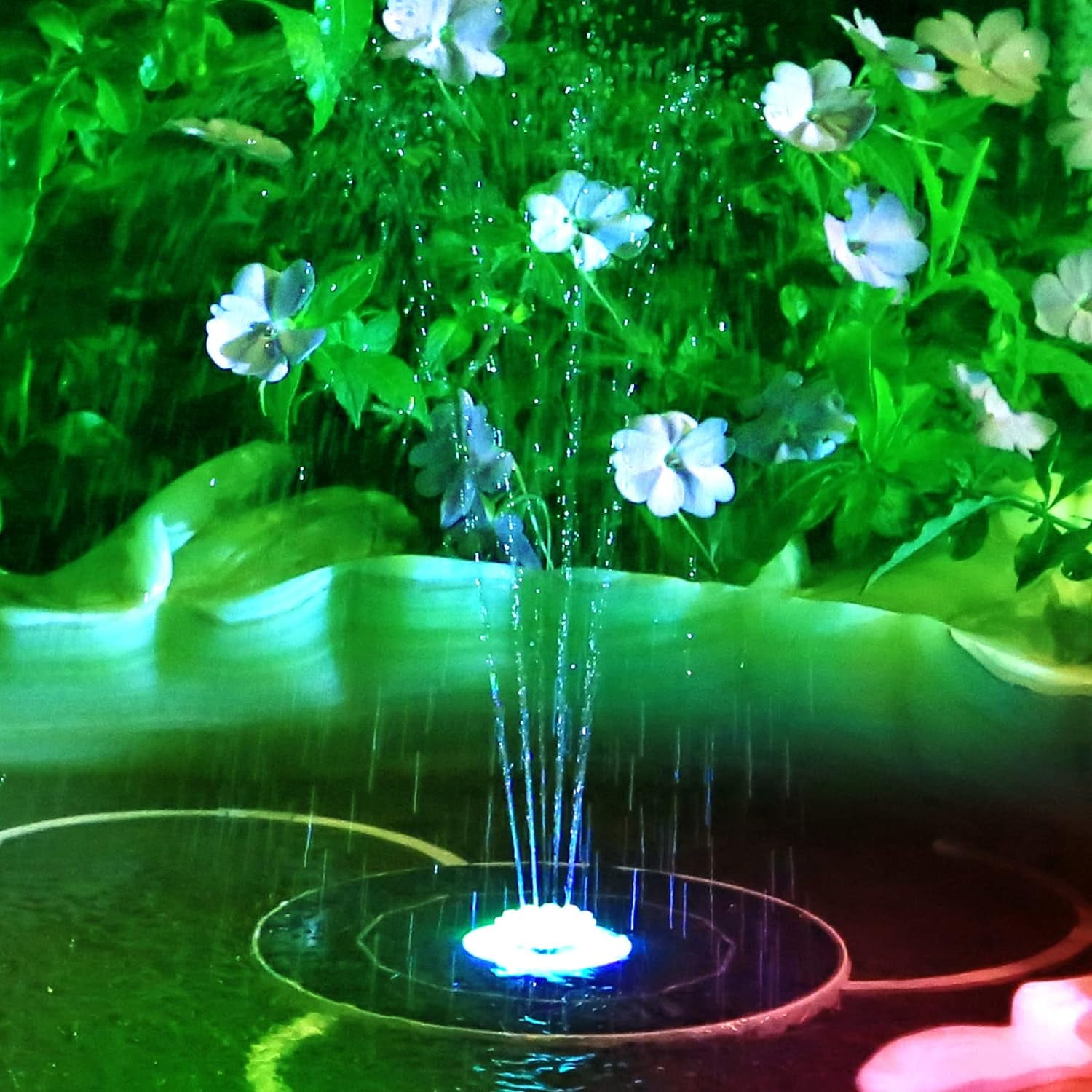 AISITIN 5.5W Solar Fountain with Light, 5.5W LED Light Solar Birdbath Fountain, 3000mAh Battery & 8 Nozzles Solar Fountain Pump for Pond, Birdbath, Pool, Garden