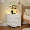 thumbnail image 2 of GUNAITO Nightstand with Charging Station Side Table with 3 Drawers End Table with Open Shelf Bedside Table with USB Ports and Outlets Nightstand for Bedroom,White, 2 of 9
