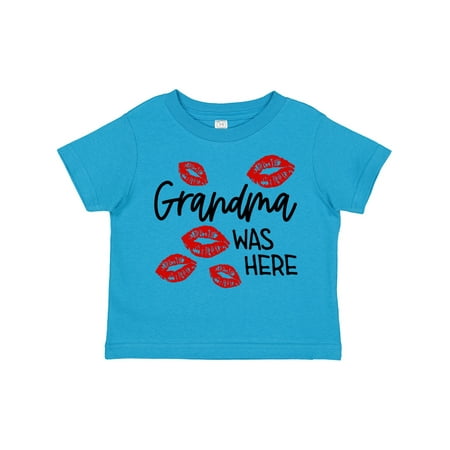 

Inktastic Grandma Was Here Red Kisses Gift Toddler Boy or Toddler Girl T-Shirt