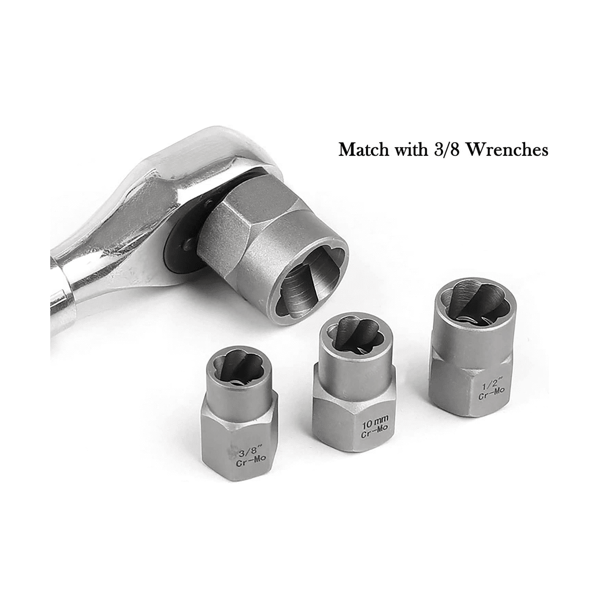 14Pcs Impact Bolt & Nut Remover Set, Stripped Lug Nut Remover with Hex Adapter Extraction Socket Set