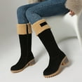 thumbnail image 2 of Winter Snow Boots for Women Zip up Suede Fuzzy Warm Mid Calf Booties Lug Sole Stacked Heel Casual Knee High Boots, 2 of 6