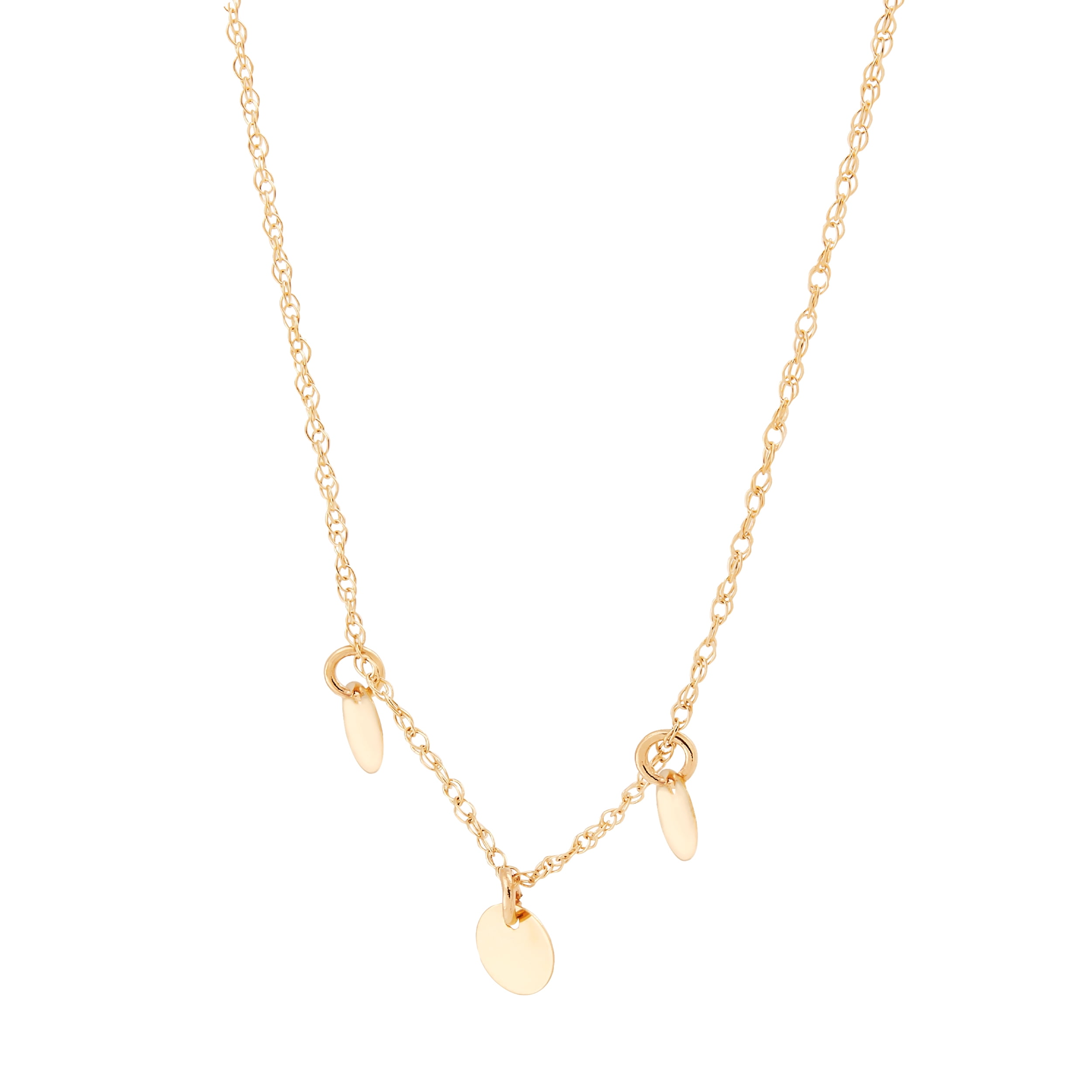 Brilliance Fine Jewelry 10K Yellow Gold Three Flat Round Dangle Disks Necklace, 18"