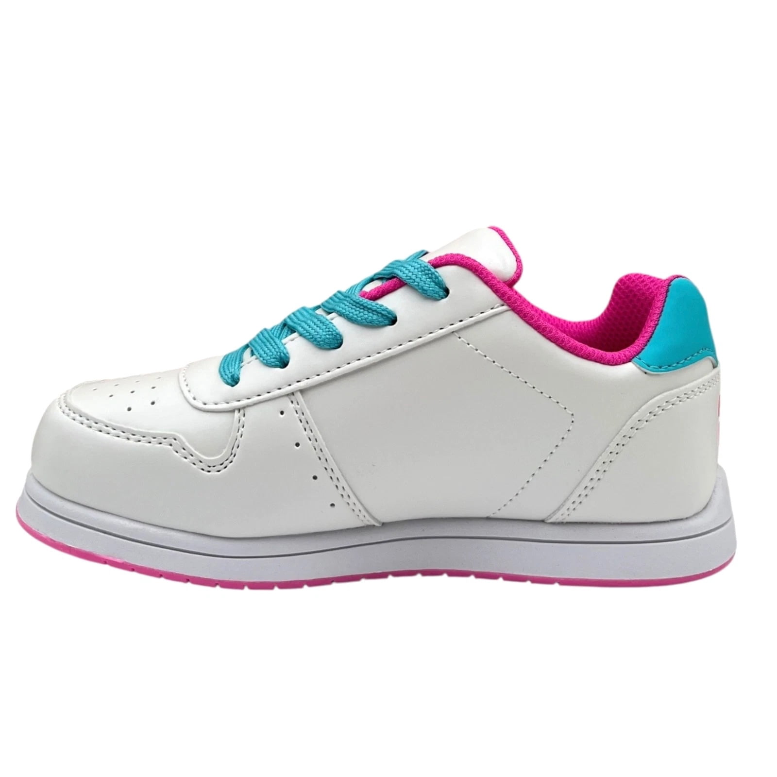 Hello Kitty Little Girls Court Sneakers Size 12 White Aqua Pink Casual Lace-Up