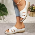 thumbnail image 6 of Hopeusnice Women's Slippers Non-Slip PU Materials Summer Shoes Wedge Heel Open Toe Sandals Trendy Breathable Soft Round Toe Slip-Resistant Walking Shoes White 43, 6 of 9
