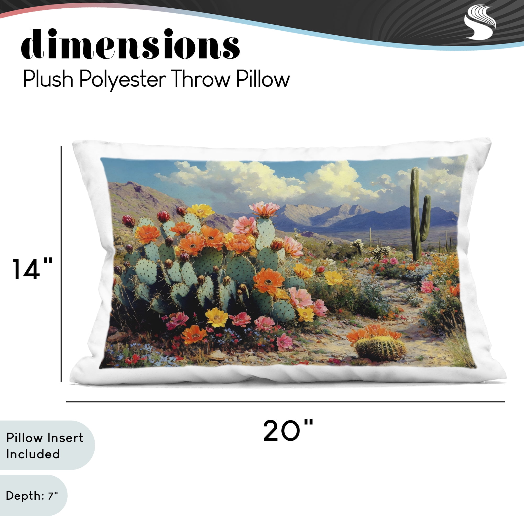 Stupell Industries Vibrant Cacti in Desert Decorative Printed Throw Pillow, design by Franklyn Gregory, 14 x 7 x 20
