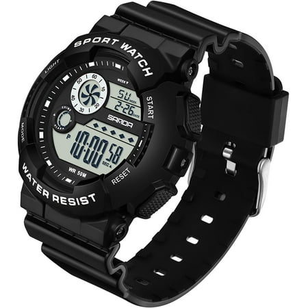 Findtime Digital Watch Womens Sport Waterproof White Wrist Watches for Women with Alarm Stopwatch Hourly Chime LED Display 12H/24H Calendar