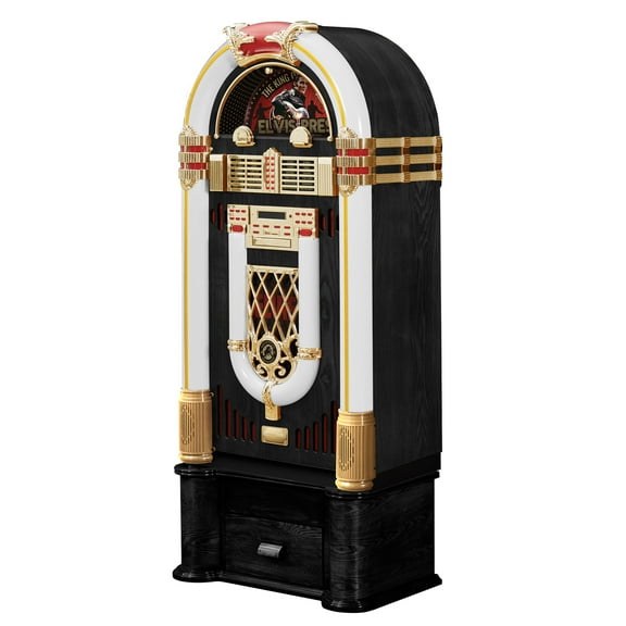Arkrocket x Elvis Presley Jukebox Saturn V Full Size Bluetooth Vinyl Record Jukebox CD Player Vintage Radio Retro Turntable Classic Jukebox with Black Stand (Elvis Saturn V   Stand - Black)