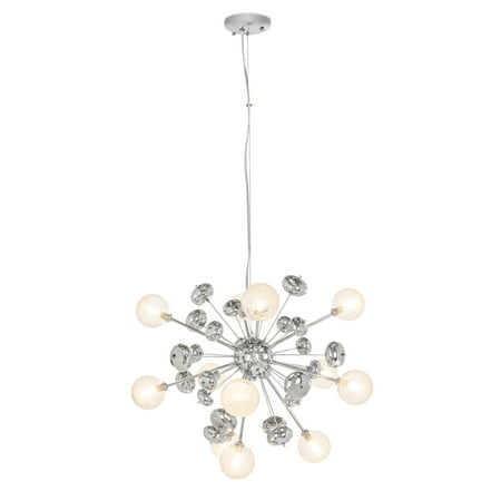 Dining Room Lights Modern Best Choice Products Mid-Century Modern Metal Hanging Cluster Pendant Lighting Chandelier Fixture for Living Room, Dining Room with Adjustable Height, Silver, 12 Lights ()