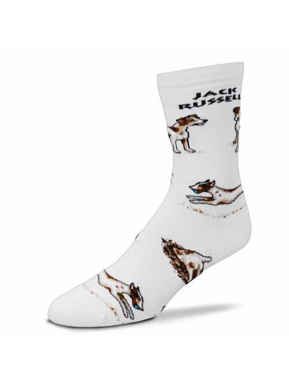 Jack Russell Terrier Poses Socks for Adult (White), Medium