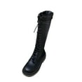 thumbnail image 2 of Viluyesy Womens Tall Boots, Thick Sole PU Leather Lace Up Fashion Knee High Riding Boots Black, 2 of 9