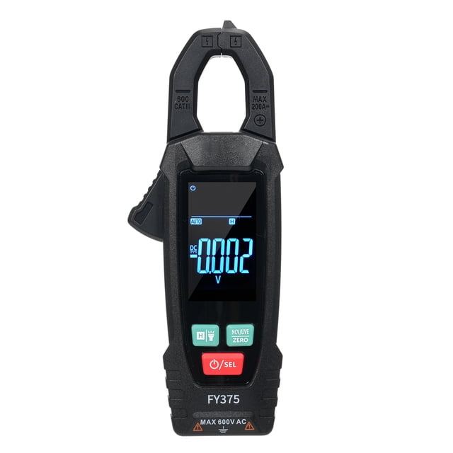 Lepmerk FY375 Digital Clamp Meter with LCD Display, 5999 Counts, Auto/Manual Range, NCV Detection, Measures AC/DC Current/Voltage, Resistance, Capacitance, Frequency, Temperature, Diode, Continuity,