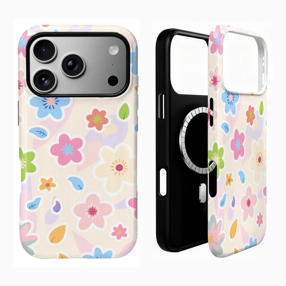 SKLYDDI Cute Pink Flower Case for iPhone 17 Pro Max, Compatible with MagSafe - 228