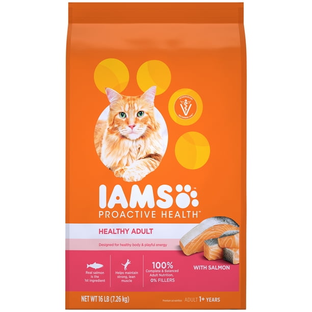 IAMS PROACTIVE HEALTH Healthy Adult Dry Cat Food with Salmon, 16 lb