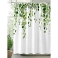 thumbnail image 3 of Green Eucalyptus Leaves Bathroom Curtain 96 Inch Shower Curtain with Hooks, Summer Watercolor Leaf Waterproof Polyester Bath Curtain Washable Bathtub Curtain 72''x 96'', 3 of 6