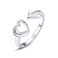 thumbnail image 3 of WREESH Ladies Fashion Minimalistic Heart-shaped Arrowhead Creative Hollow Out Open Ring, 3 of 4