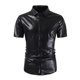 thumbnail image 2 of pstuiky Camisas de vestir de manga corta para hombre, Camisa de lentejuelas de moda para hombre, con cuello vuelto, manga corta y brillante. camisas casuales para hombre m, 2 of 7