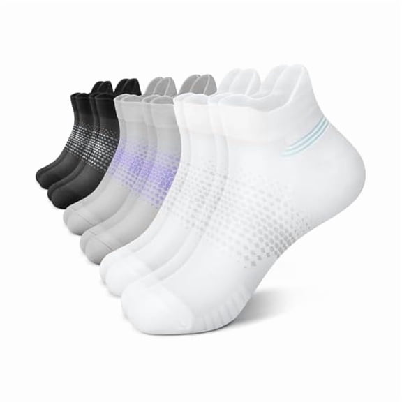 Eryueer Ankle Compression Socks for Women 6 Pairs, Running Socks with Heel Tab, Cushioned Low Cut Athletic Socks
