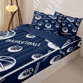 thumbnail image 3 of Castle Fairy Navy Basketball Text Print Zipper Full Size Comforter Sets with Fitted Sheet and 2 Pillowcases, Minimalist Sport Ball Zipper Bedding Set,4pcs,Navy Blue Reversible, 3 of 6