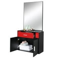 thumbnail image 2 of Fithood 15% E0 chipboard linen top 1 drawer 1 door with mirror Salon cabinet black and red, 2 of 5