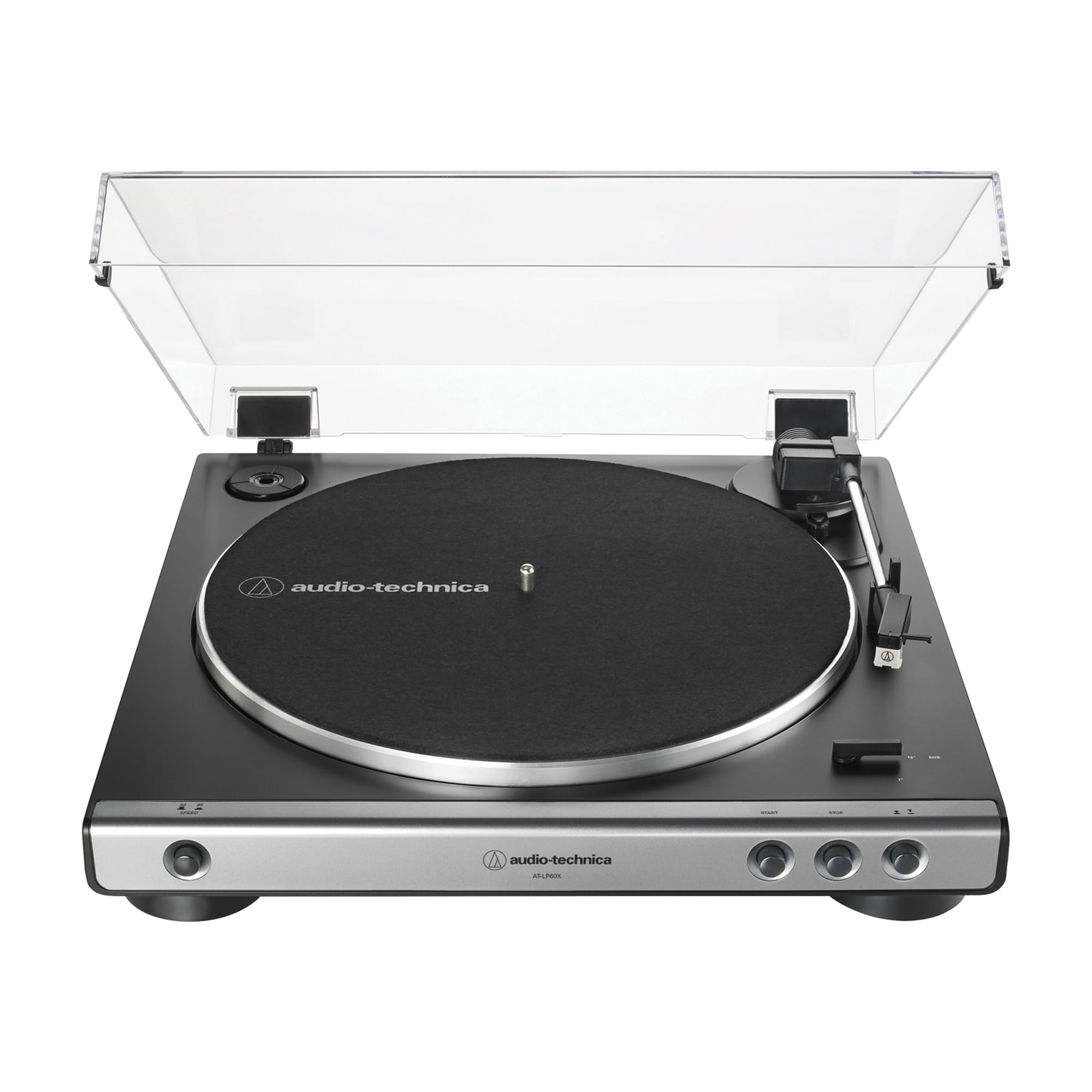 Audio-Technica 2-Speed Belt-Drive Fully Automatic Turntable with 45 RPM Adapter Switchable Phono Preamp and RCA Out AT-LP60X Gunmetal