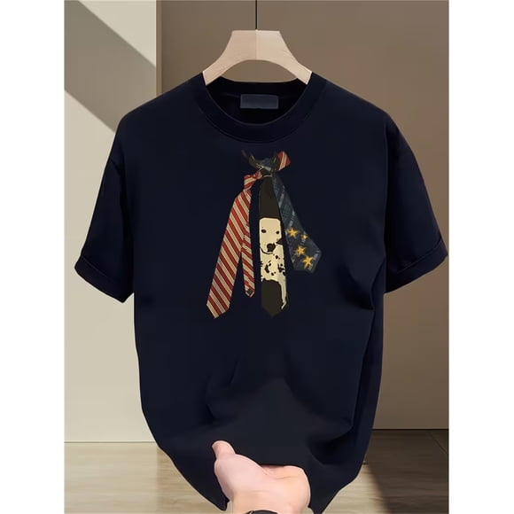 T-Shirt pour Homme - Chemise Décontractée à Col Rond Imprimée Blanche, Parfaite pour le Style de Rue, le Bureau et les Cadeaux - Essentiel Été