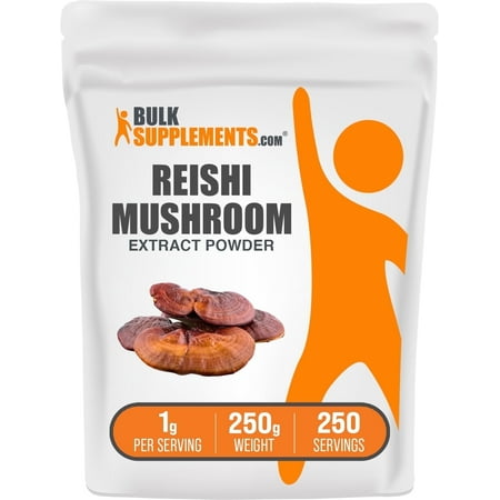 BulkSupplements Reishi Mushroom Extract Powder - Herbal Supplement, Gluten Free - Vegan, 1g per Serving, 250g (8.8 oz)