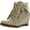 Beige, variant on Lucky Top Girls Peter-30K Kids Fashion Leatherette Lace-up High Top Wedge Sneaker Bootie