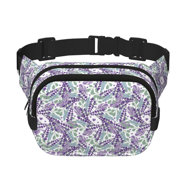 Balery Lavender Flowers Mochila Cinturón para Mujeres y Hombres, Bolsa de Cintura Impermeable de Doble Capa con Correa