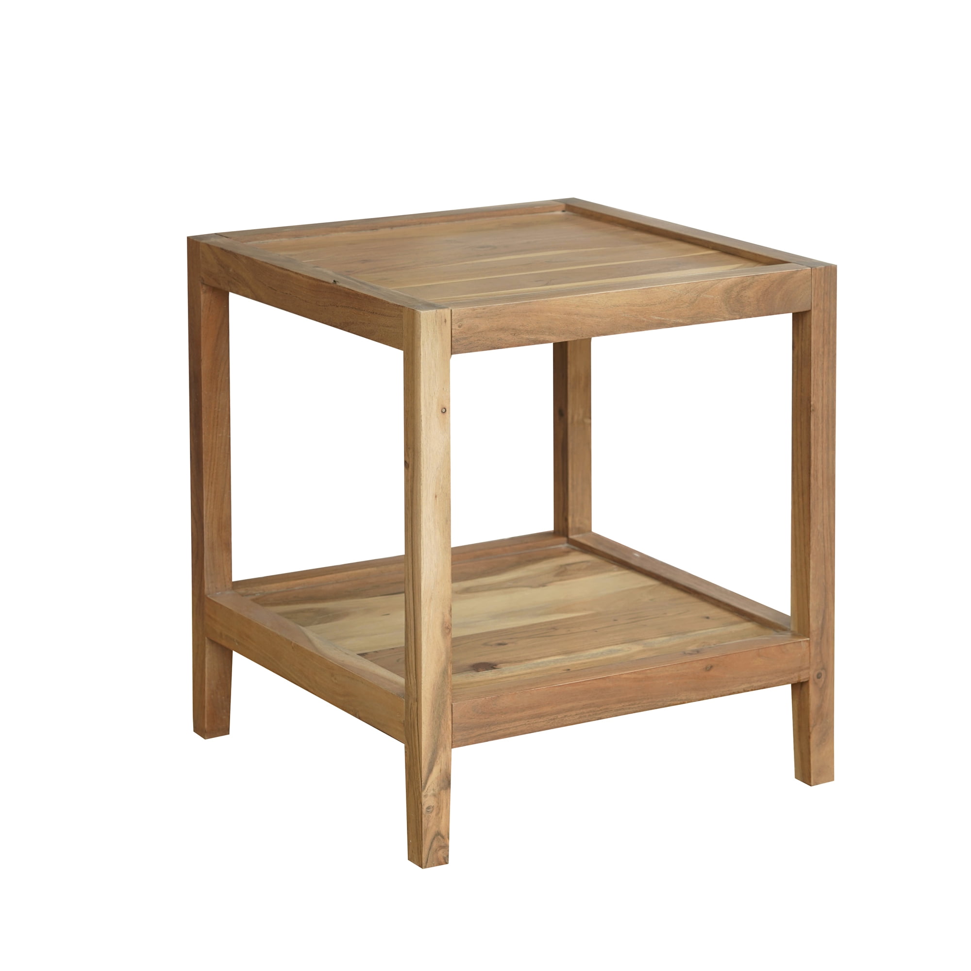 Ox Bay Serenity Wood Square Storage Side Table – Farmhouse Style with Raised Lip Edge, 22" x 22", Indoor Use