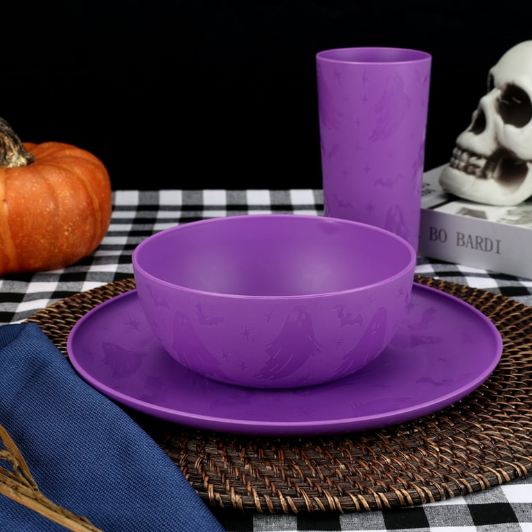Mainstays 10.5 inch Round Plastic Etched Halloween Ghost Plate