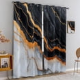 Black Gold Marble Blackout Curtains, Modern Texture Window Drapes for ...